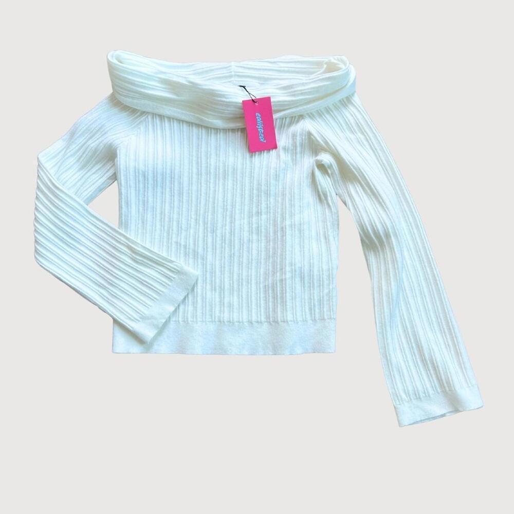 Edikted NWT Foldover Off The Shoulder Rib Sweater - XS - Picture 2 of 3